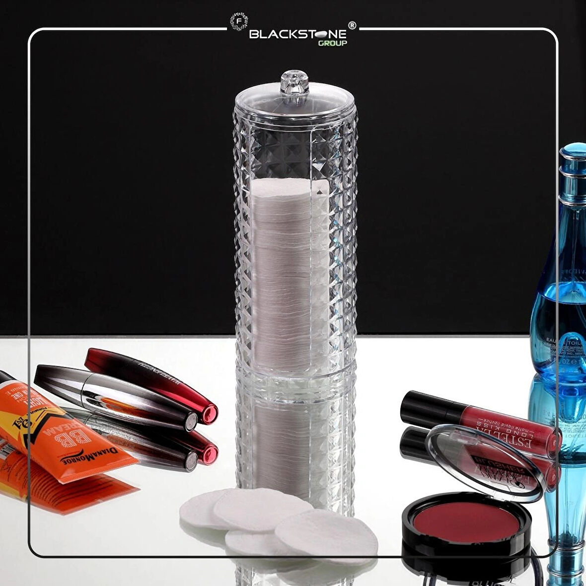 EVROYA HOME Şeffaf Disk Pamukluk Organizeri Makyaj Pamuk Koyma Kutusu