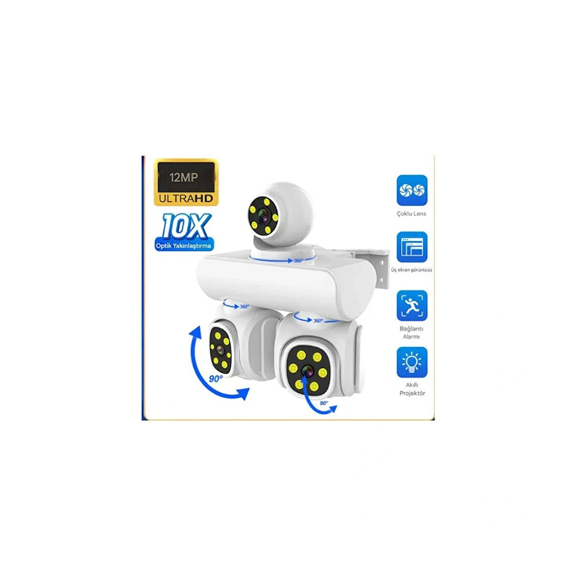 Full HD 12MP 6K Speed Dome 3 Lens Renkli Gece Görüş İki Yönlü Ses Renkli Cep Telefonu Uzaktan İzleme