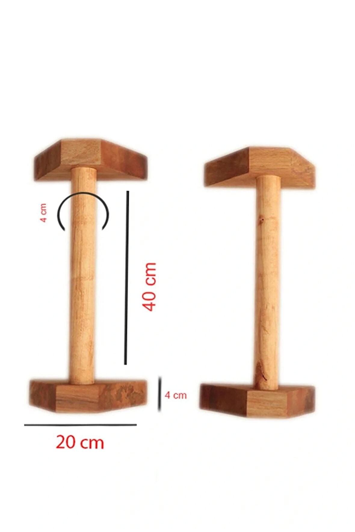 80 - 100 cm Ahşap Şınav Barı Amut Barı Kahverengi İkili