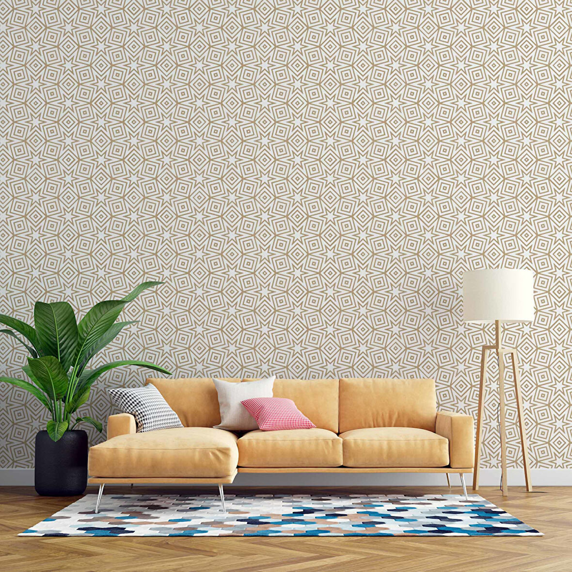 Geometrik Motifli Duvar Kağıdı