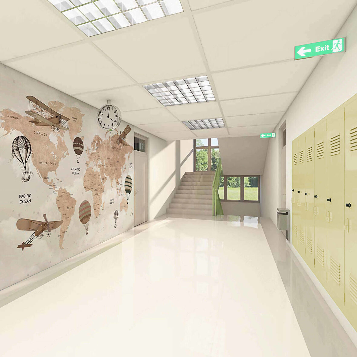 Teyyare Dünya Haritası Okul Duvar Kağıdı