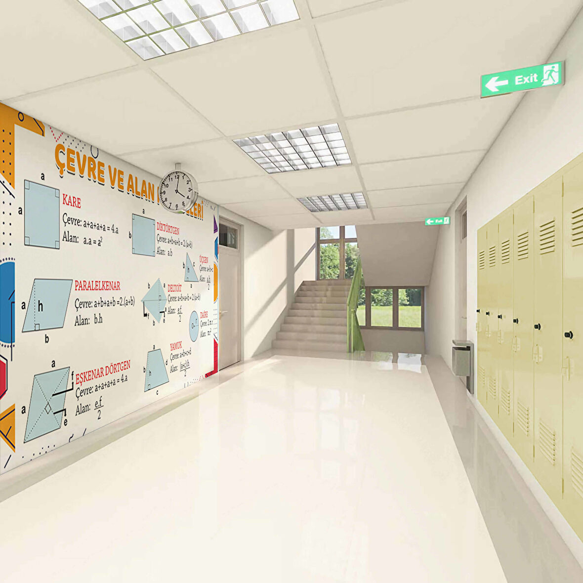 Matematik Çevre ve Alan Formülleri Okul Duvar Kağıdı Baskı