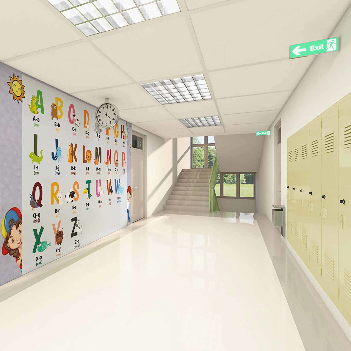 İngilizce Harfler Okul Duvar Kağıdı Baskı