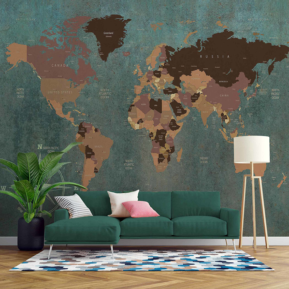 Vintage Dünya Haritası Duvar Kağıdı
