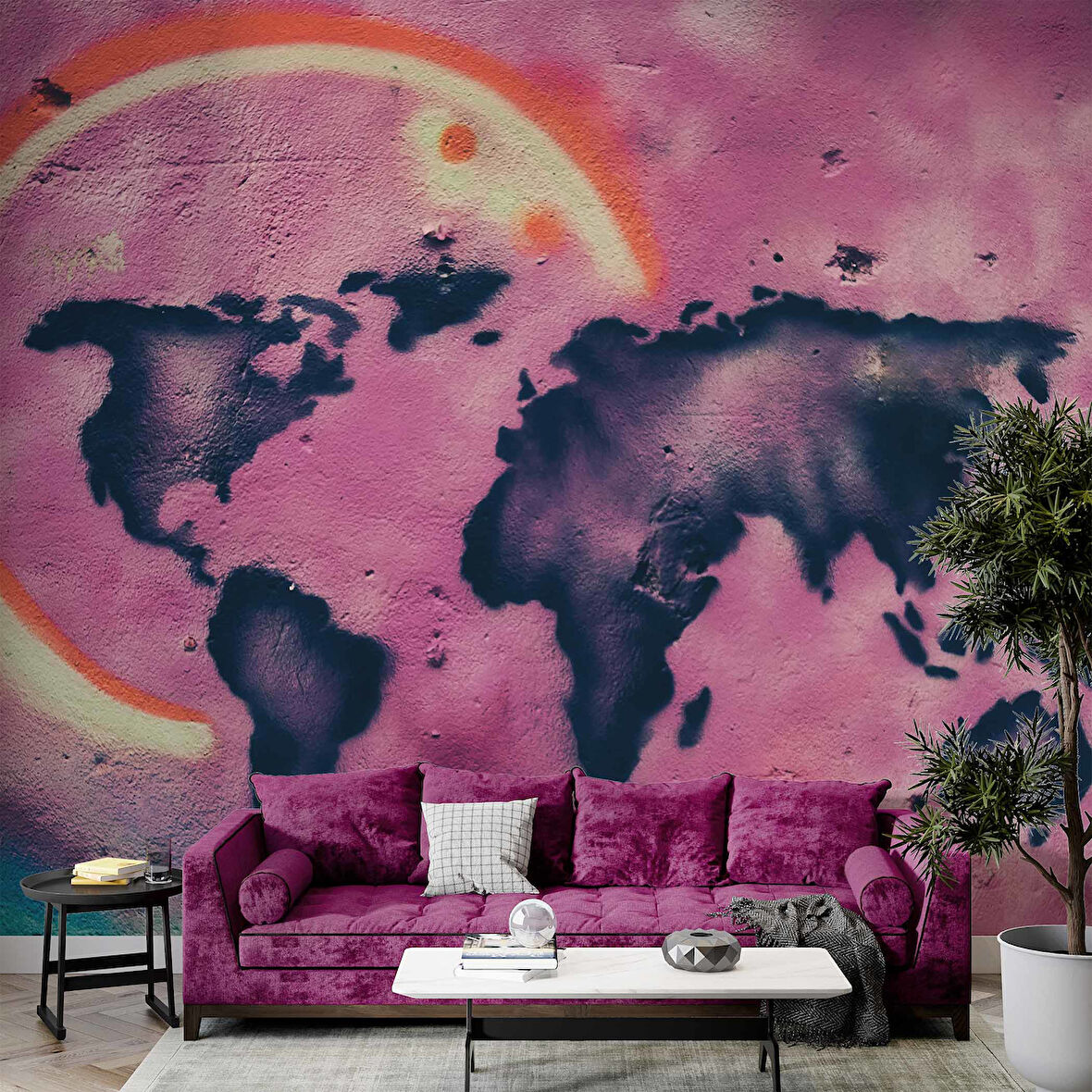 Grafitti Dünya Haritası Duvar Kağıdı