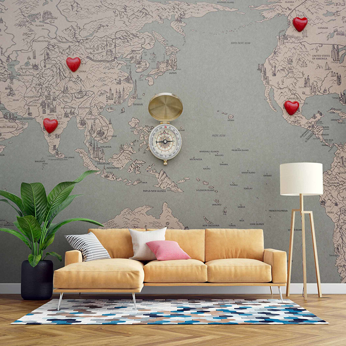 Turizm Dünya Haritası Duvar Kağıdı