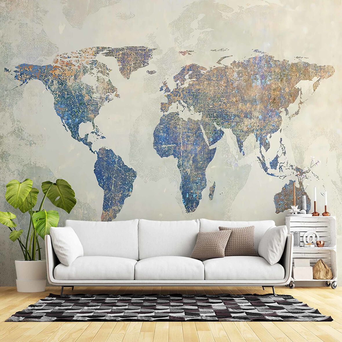 Mavi Dünya Haritası Duvar Kağıdı