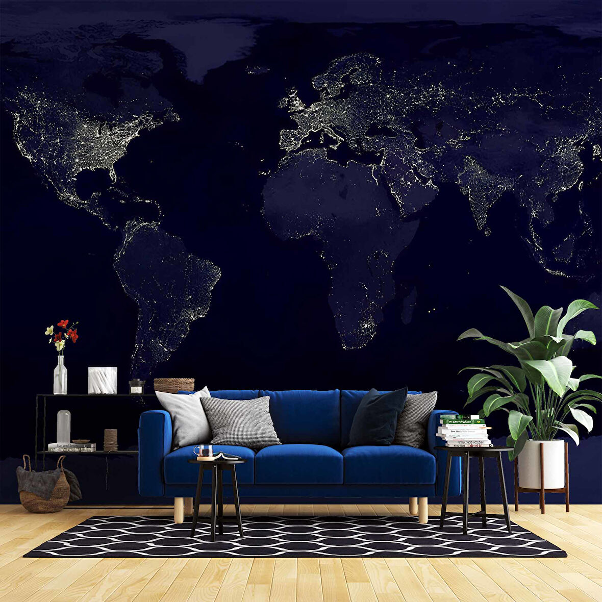 Gece Işıklarıyla Dünya Haritası Duvar Kağıdı
