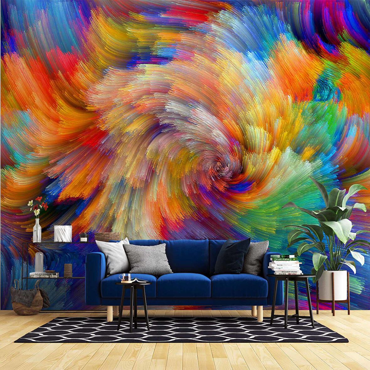 3 Boyutlu Renkli Desen Duvar Kağıdı