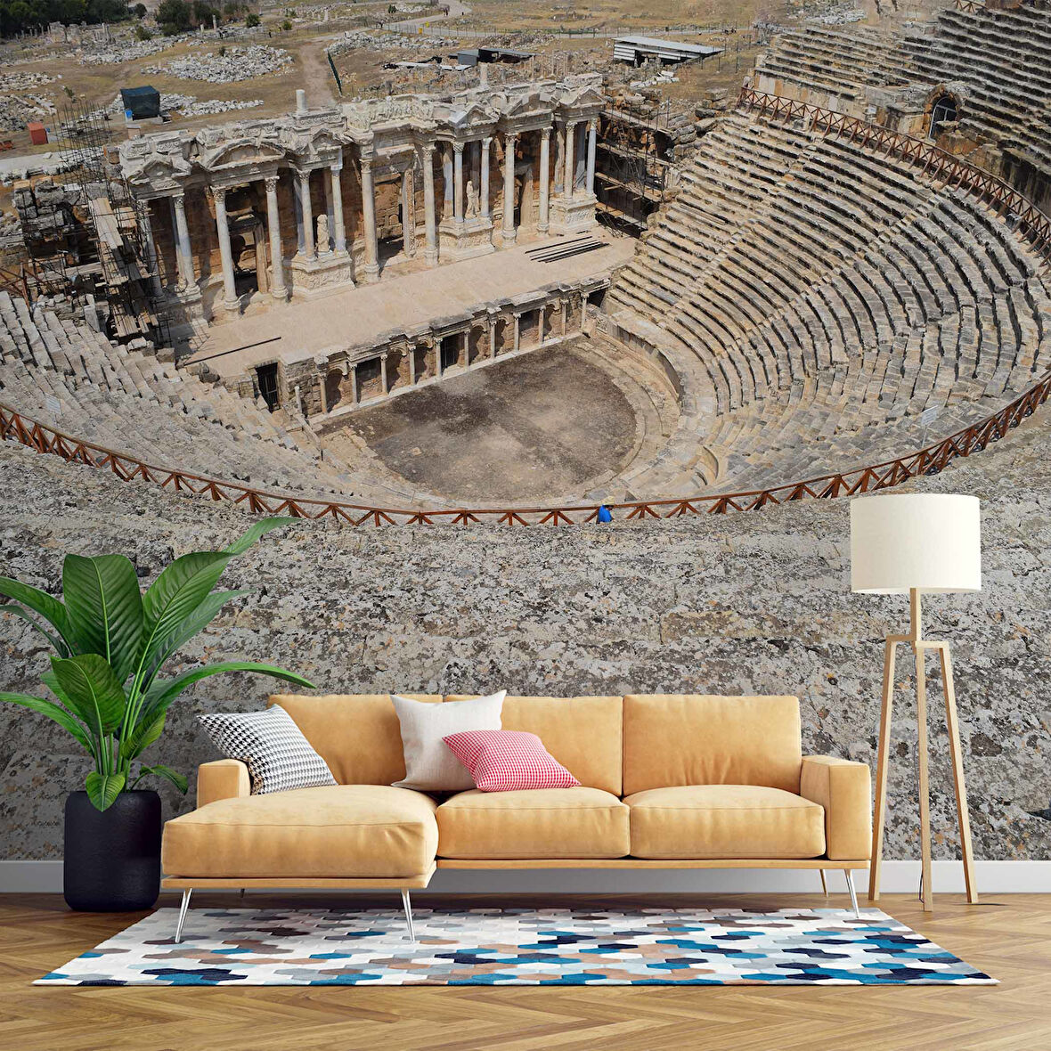 Pamukkale Antik Tiyatro Denizli Manzaralı Duvar Kağıdı