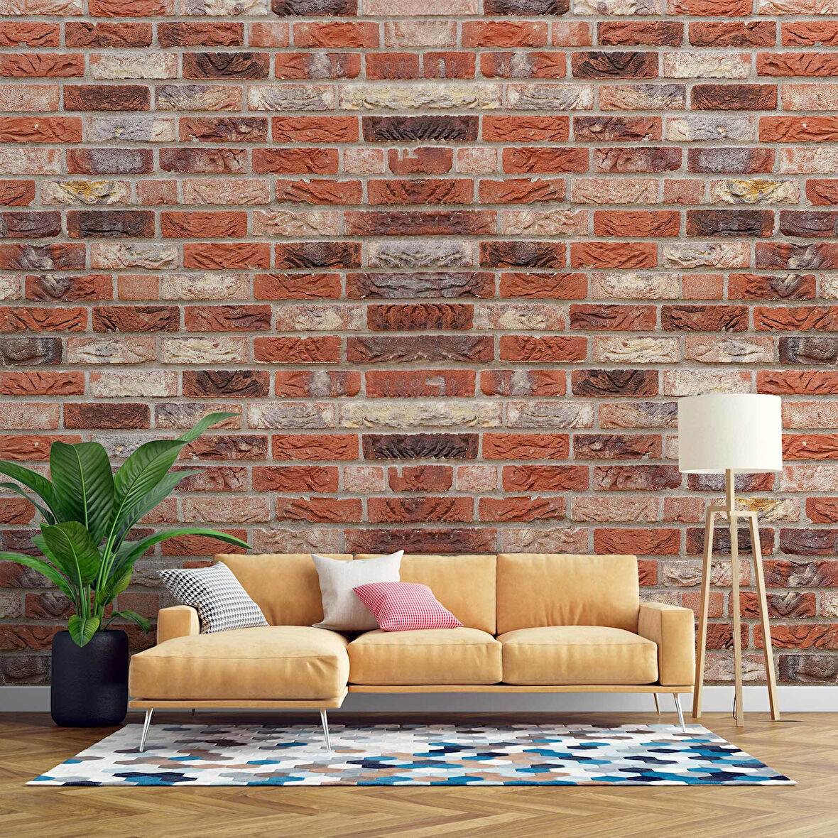 Doğal Turuncu Taş Duvar Temalı Duvar Kağıdı