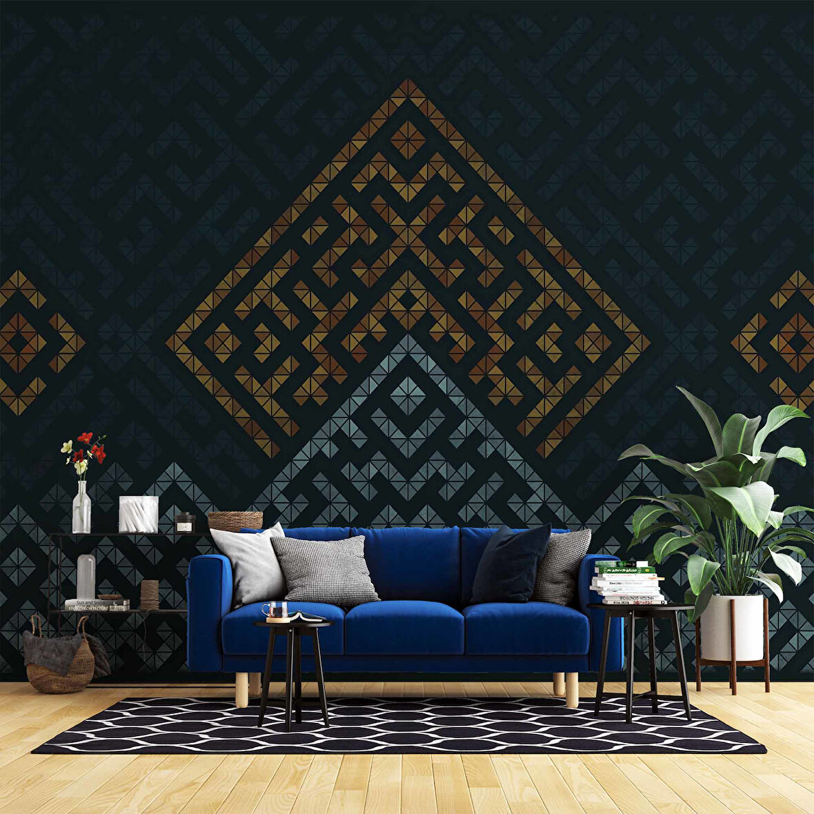 Mozaik Etnik Motif Desenli Duvar Kağıtı