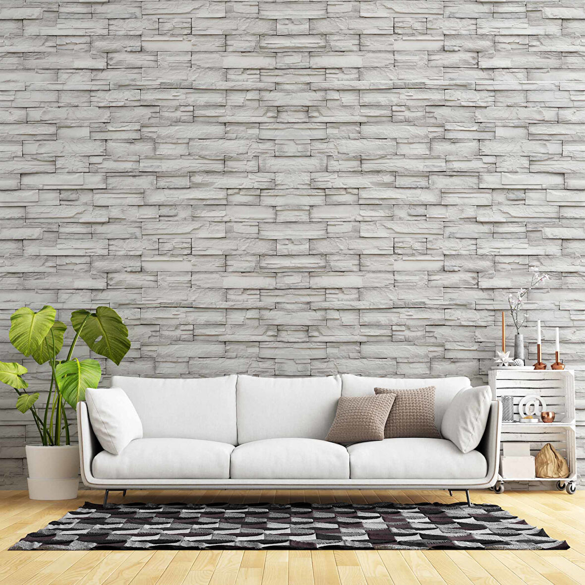 Kesme Beyaz Taş Duvar Kağıdı