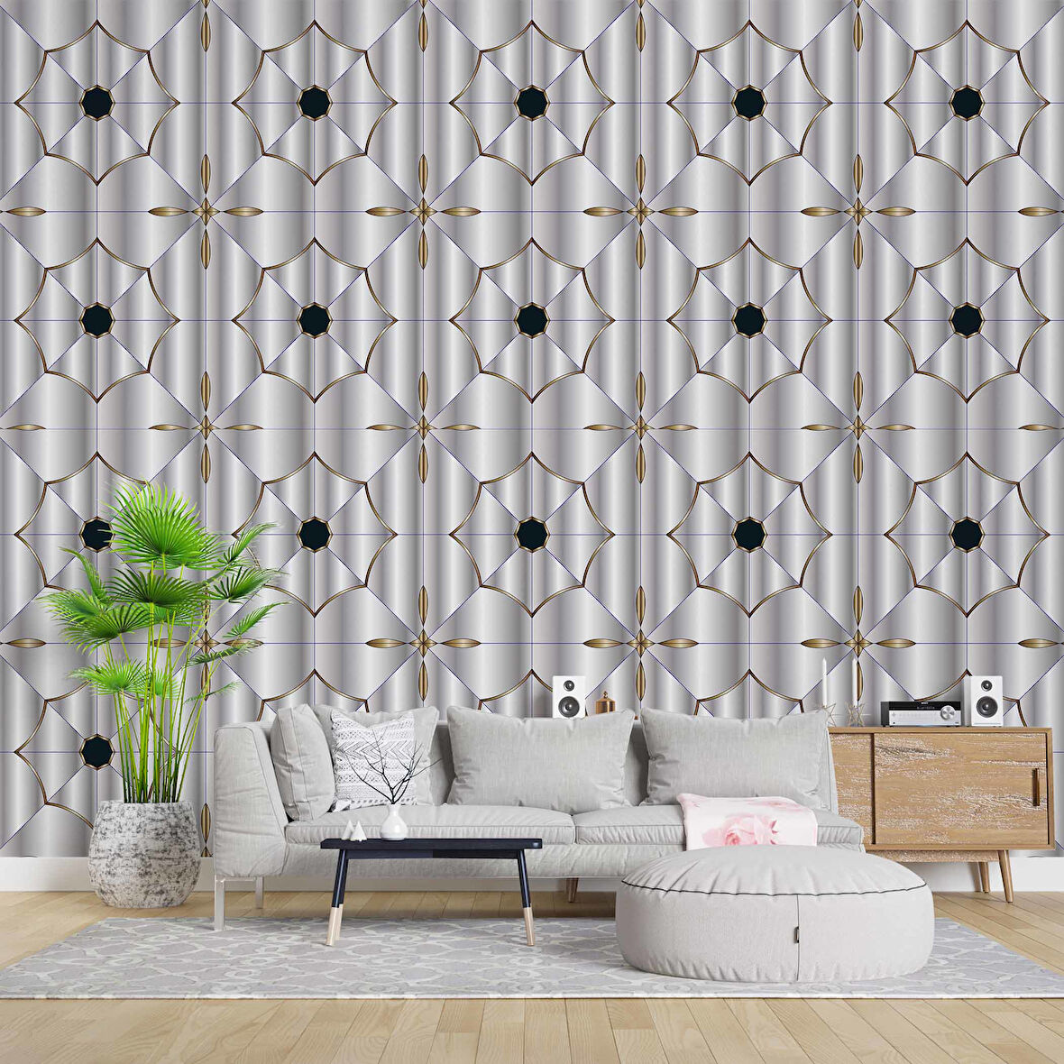 Seramik ve Çini Motifli Duvar Kağıdı