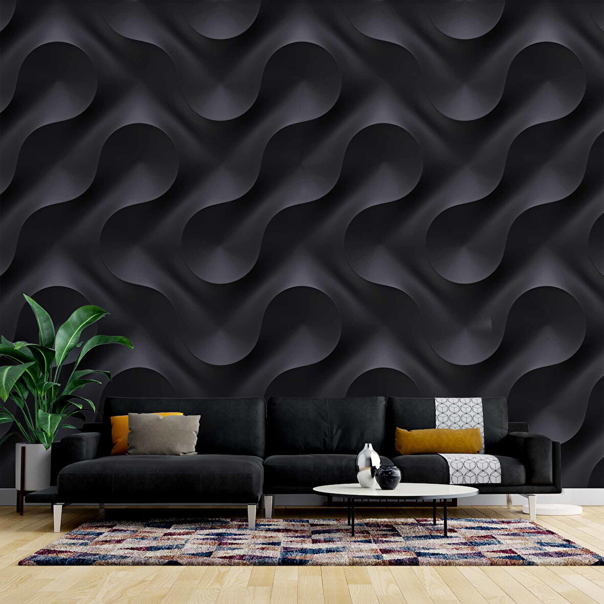 3D Ofis Geometri Duvar Kağıdı Baskı