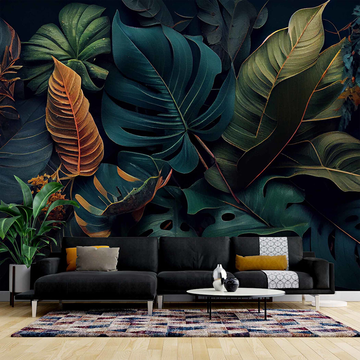 Botanik bahçe yaprak temalı Duvar Kağıdı Baskı