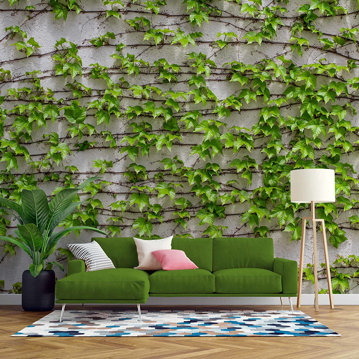 Sarmaşıklı Duvar Teması Duvar Kağıdı Baskı