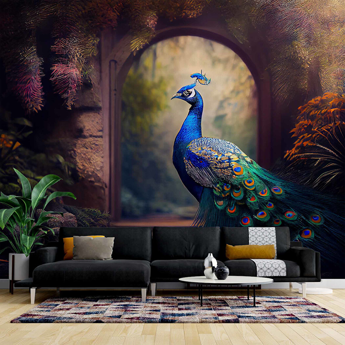 Tavus Kuşu Temalı Duvar Kağıdı Baskı