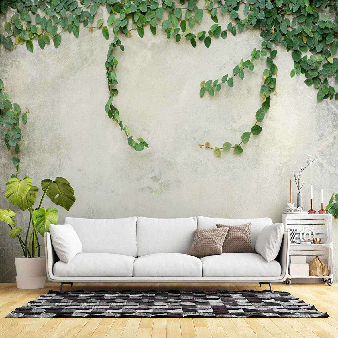 Duvar Dokulu Sarmaşık Dekorlu Duvar Kağıdı