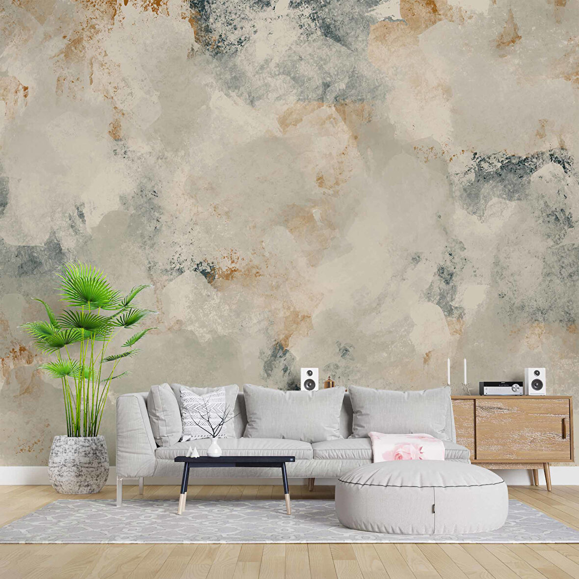 3 Boyutlu Açık Mermer Temalı Duvar Kağıdı