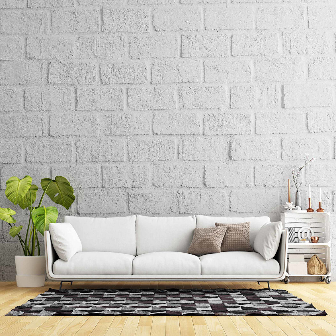 3 Boyutlu Beyaz Taş Desenli Duvar Kağıdı