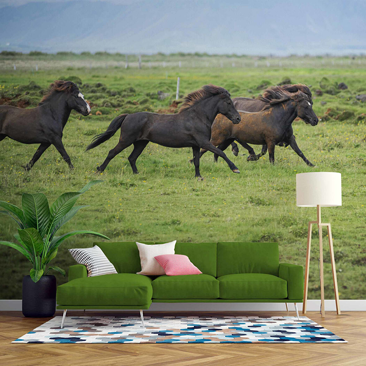 Kırsal ve At Manzaralı Duvar Kağıdı