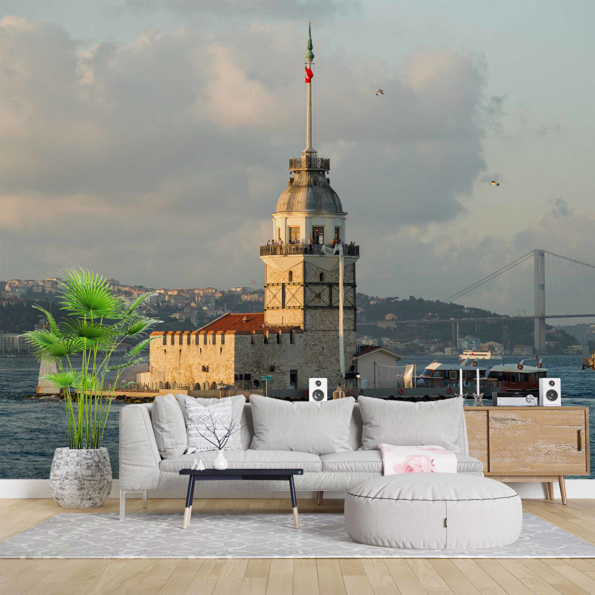 İstanbul Deniz ve Kız Kulesi Manzaları Duvar Kağıdı