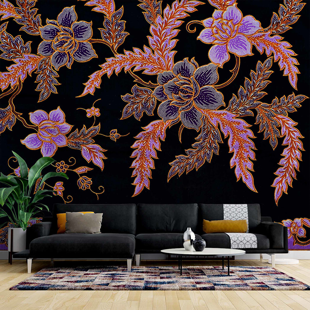 Pembe Çiçek Dokuma Desenli Duvar Kağıdı