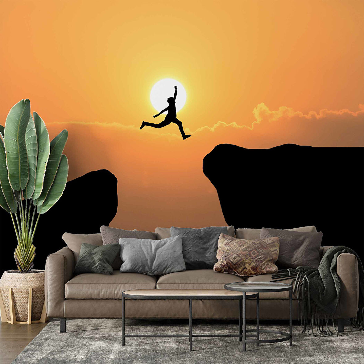 Dağ ve Günbatımı Manzaralı Duvar Kağıdı