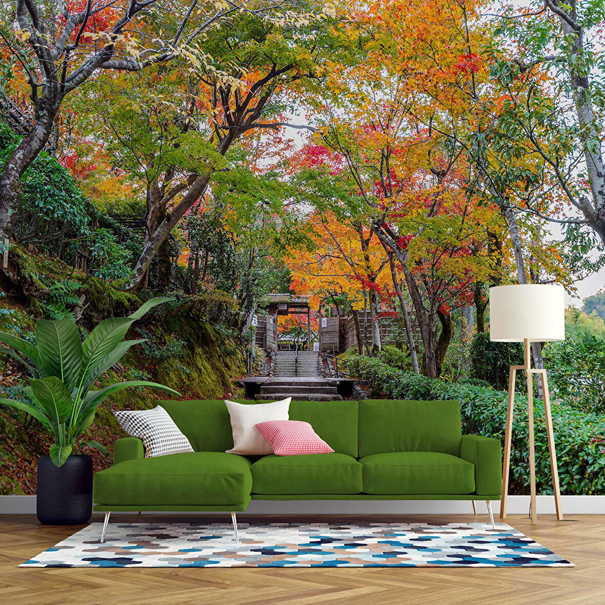 Orman ve Patika Yol Manzaralı Duvar Kağıdı