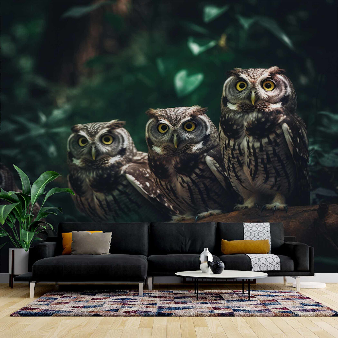 Orman ve Baykuş Manzaralı Duvar Kağıdı