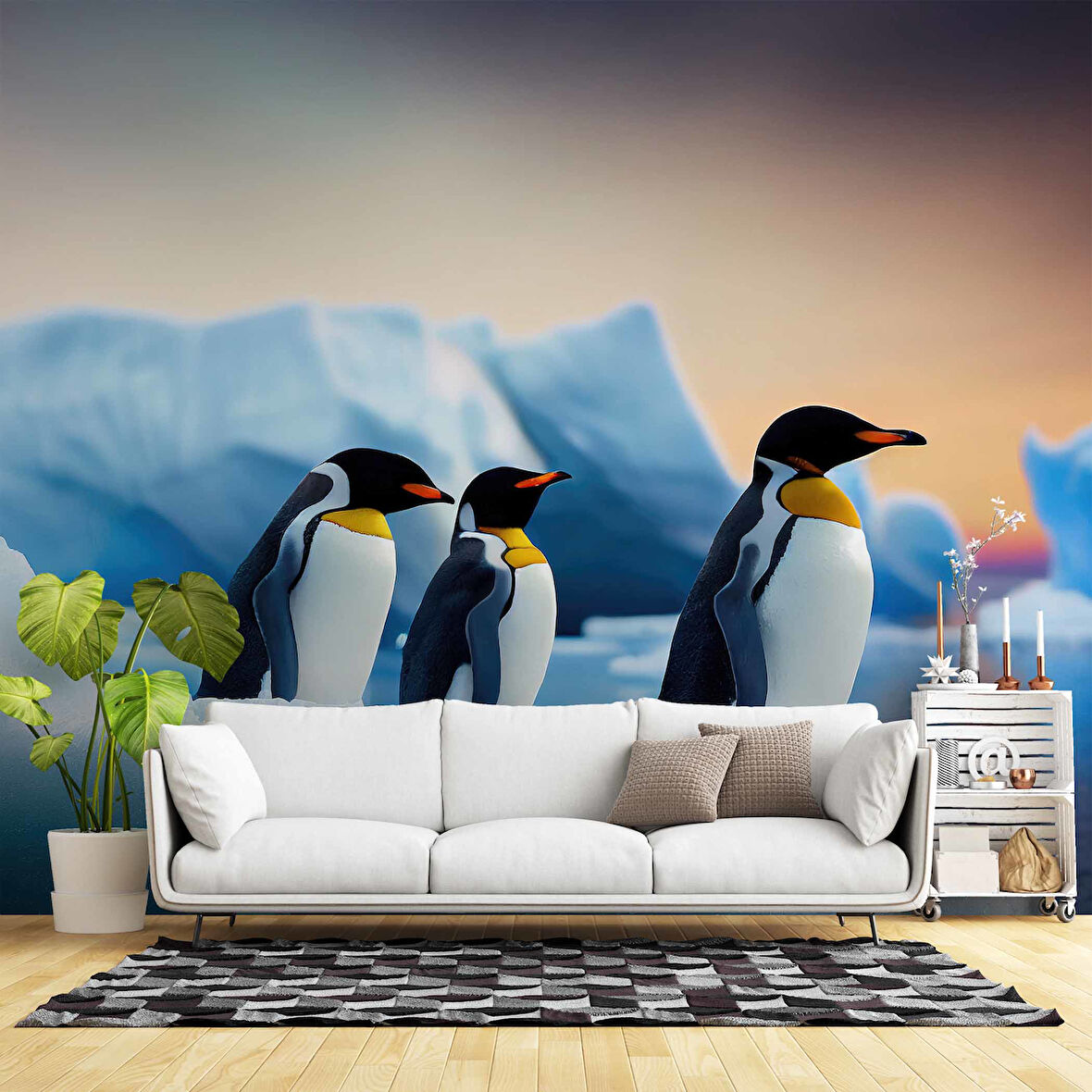 Kutuplar ve Penguen Manzaralı Duvar Kağıdı