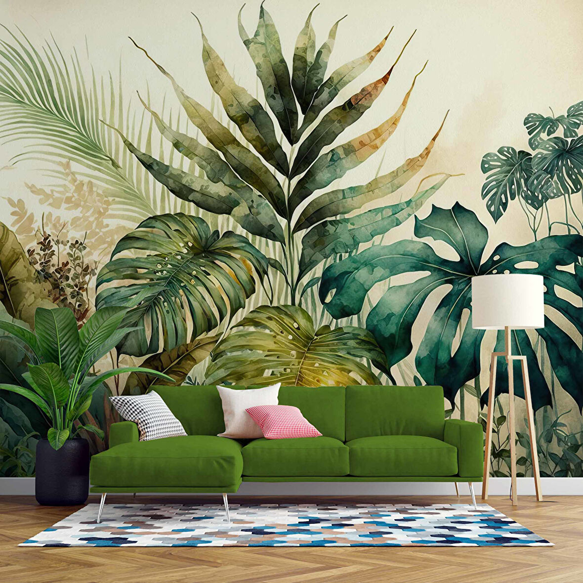 Botanik Bahçesi Çizim Desenli Duvar Kağıdı