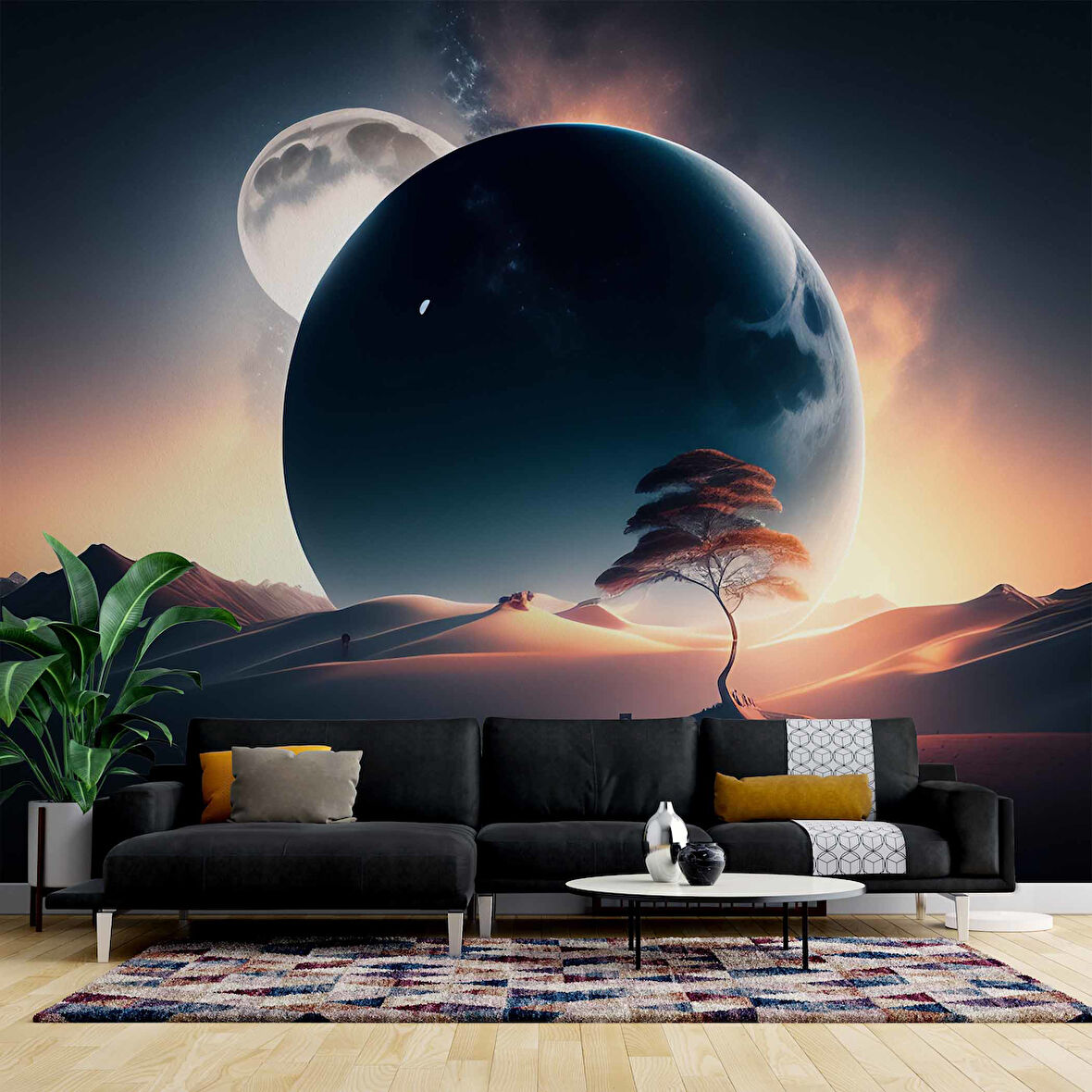 Ay ve Çöl Manzaralı Duvar Kağıdı