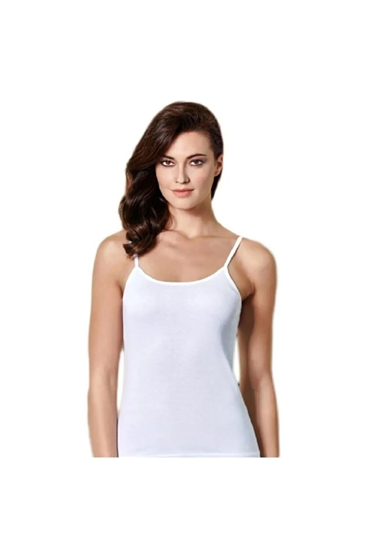 Kadın Beyaz 6 Lı Paket Ribana Mat Biyeli Ip Askılı Atlet