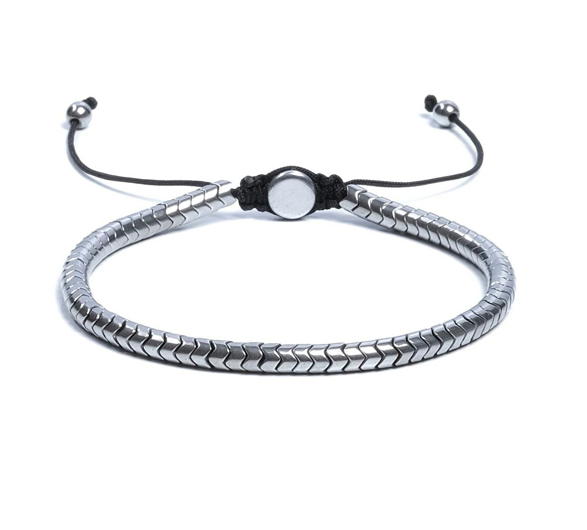 Hematit Bileklik - Delmor Silver Bileklik - Tasarım Bileklik 4mm Ayarlanabilir