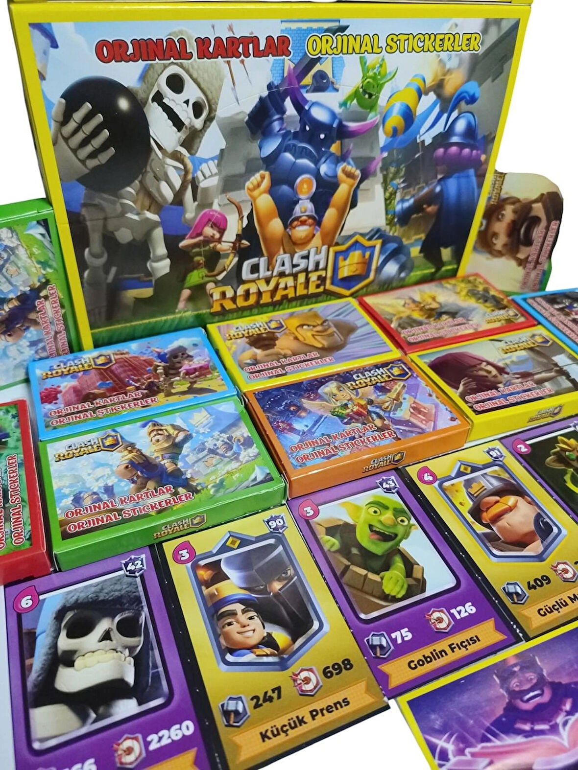 Clash Royale Oyun Kartları – 5 Mini Kutu (30 KART 5 STİCKER) Sürpriz Oyuncak Hediyeli