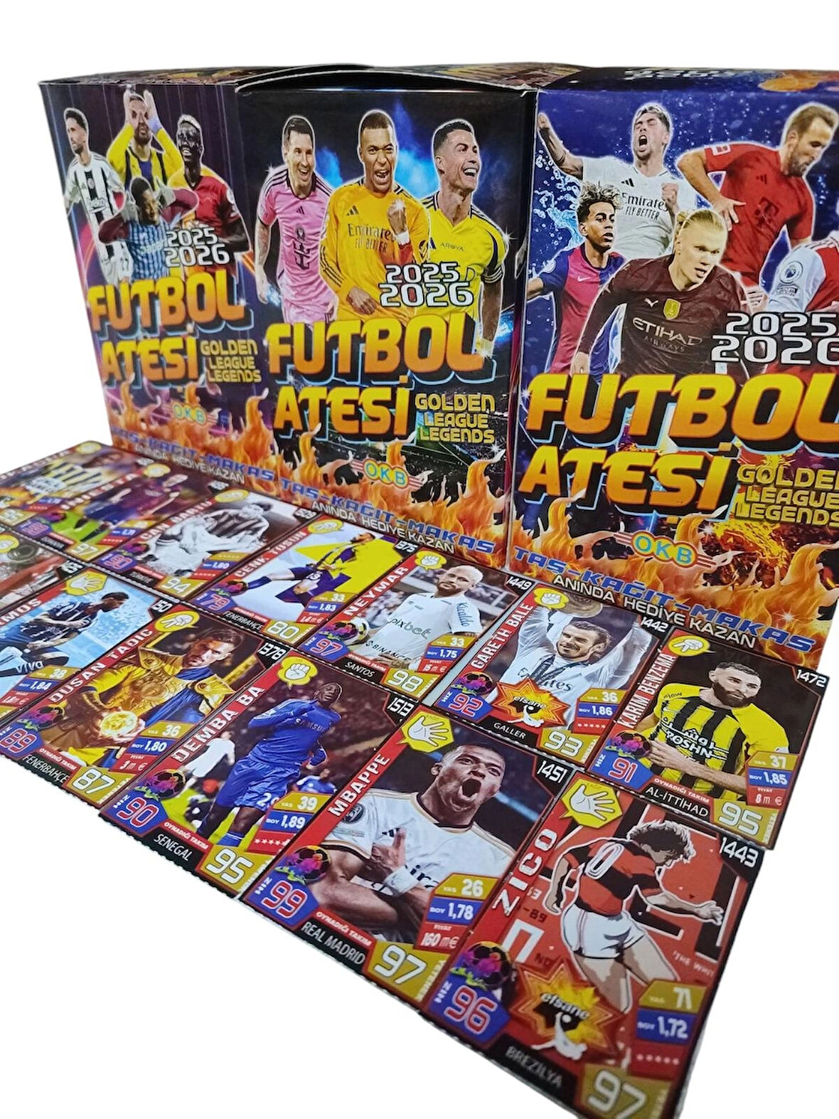 Futbol Ateşi Taş Kağıt Makas Golden (YENİ) 25 Poşet Toplam 50 Adet Kutusuz Futbolcu Oyun Kartı