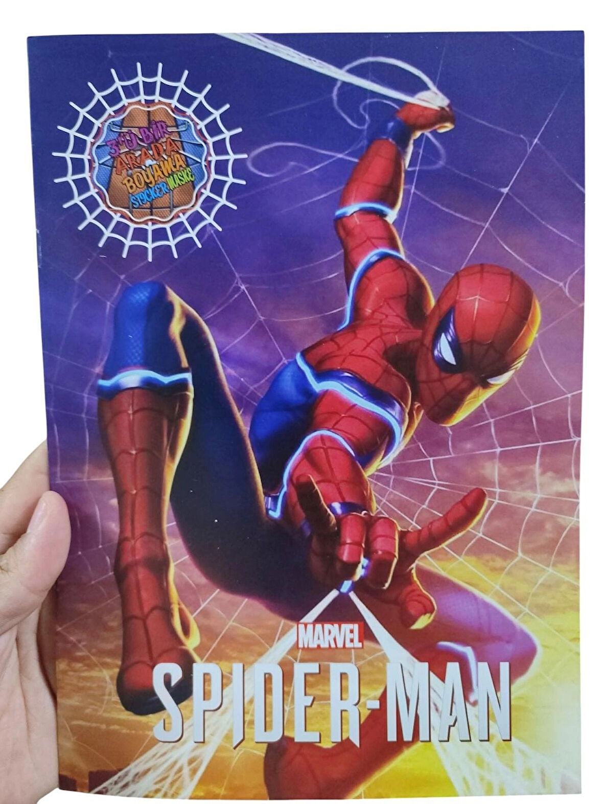 Stickerlı Boyama Kitabı 16 Karakterli Boyama Kitabı ve Sticker Ve Örümcek Adam Spider-Man Maskesi