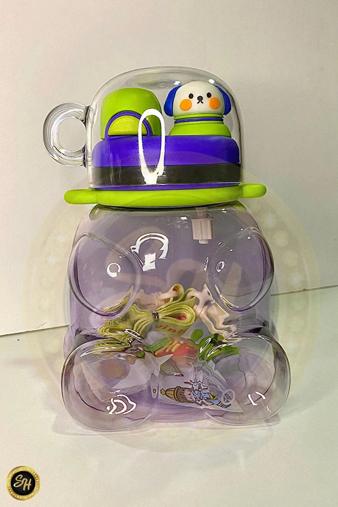 Köpek Figürlü Kendinden Bardaklı Su Matarası Su Şişesi Suluk Bpa Içermez Suluk Çocuk Okul Su Şişesi