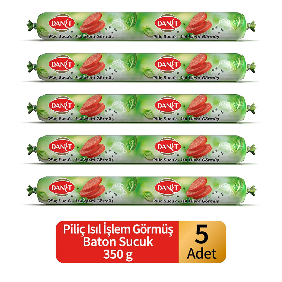Piliç Sucuk Baton Isıl İşlem Görmüş 350 g x 5 Adet