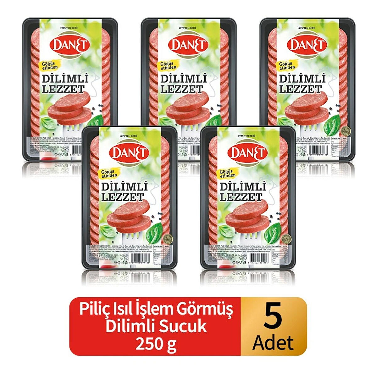 Piliç Dilimli Sucuk I Isıl İşlem Görmüş I 250 g X 5 Adet