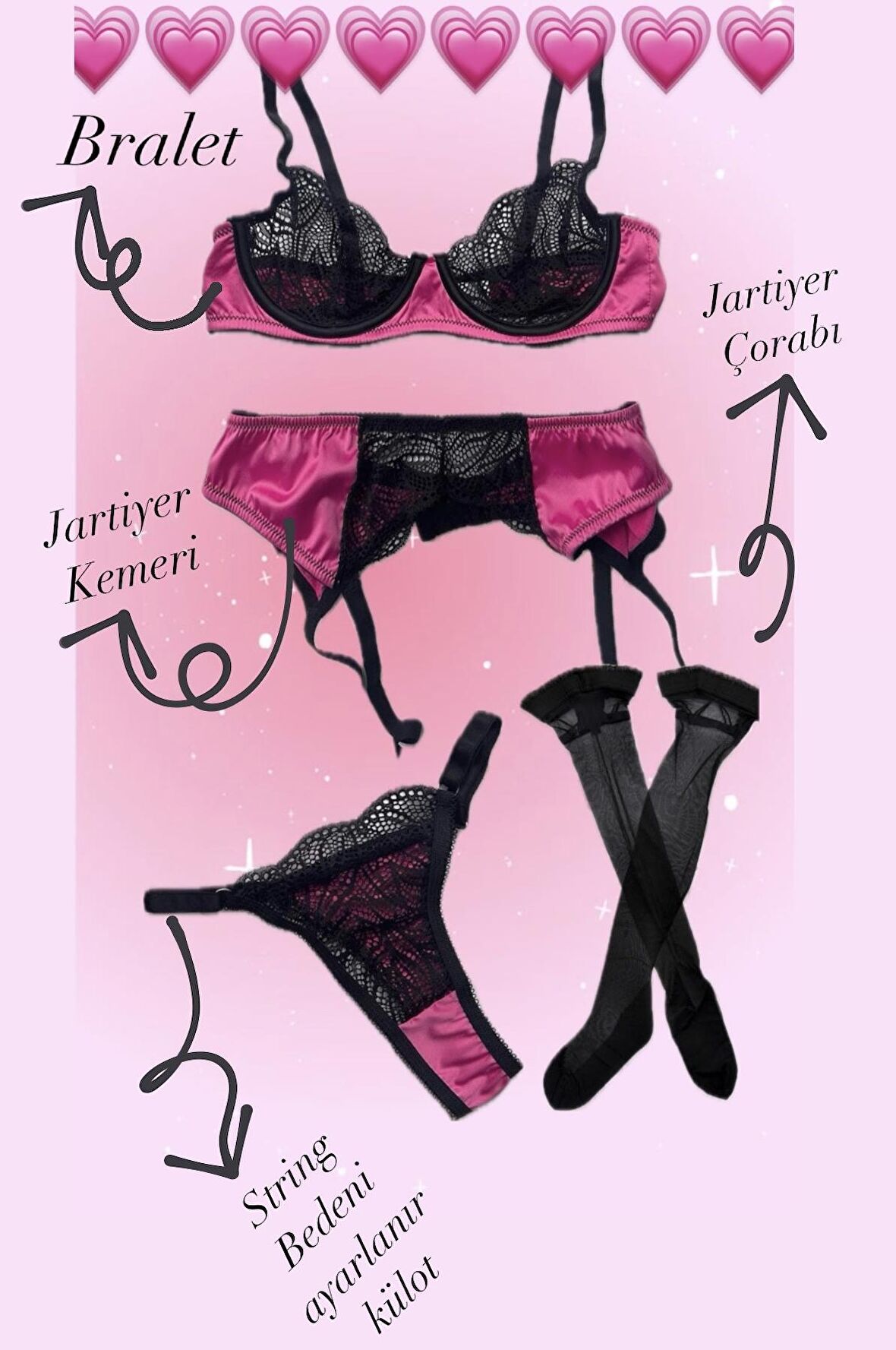 Dantel Pink Dream Jartiyer Set