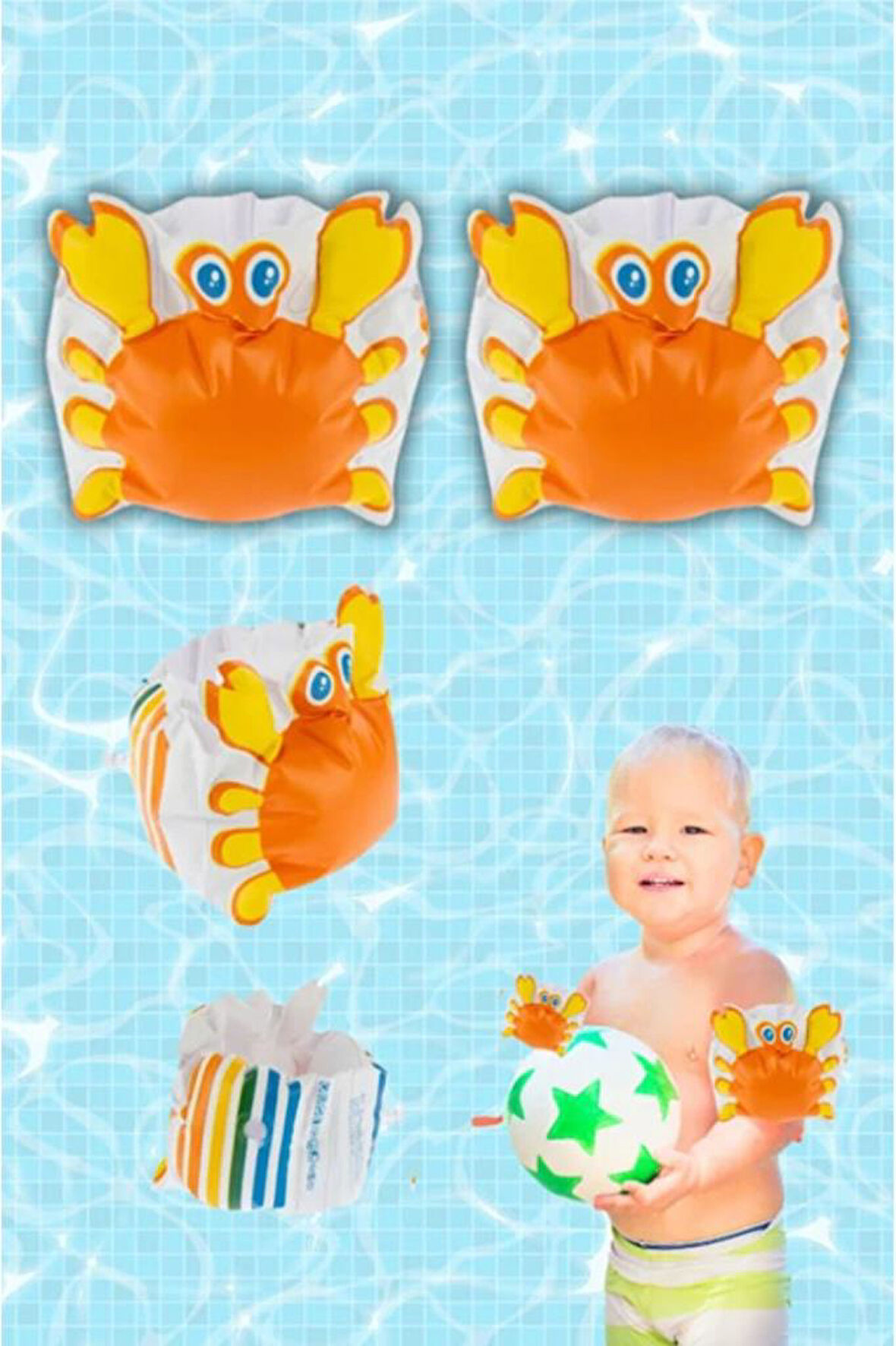 Deniz Turuncu Kolluk Yengeç Desenli Havuz Deniz Kolluk