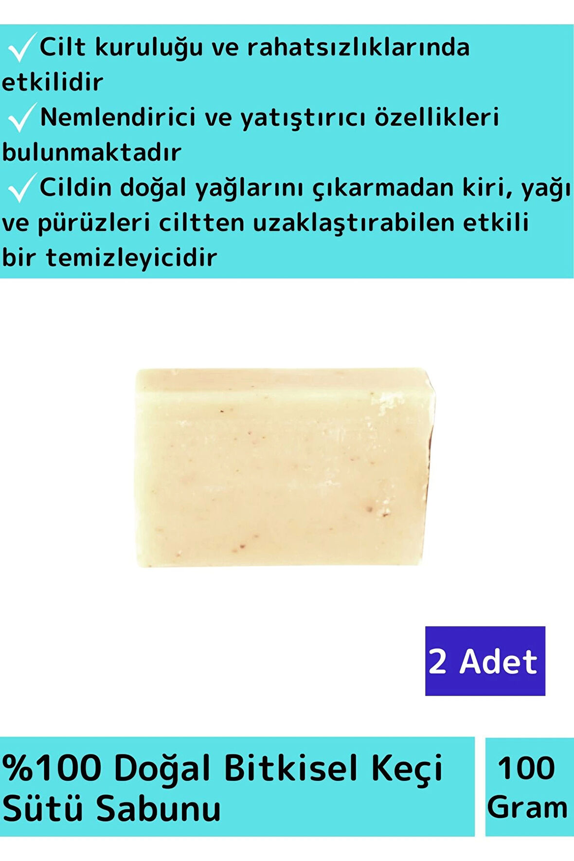 Doğal Keçi Sütü Sabunu Özel Üretim Tüm Cilt Tipleri İçin Uygun 2 Adet 100gr