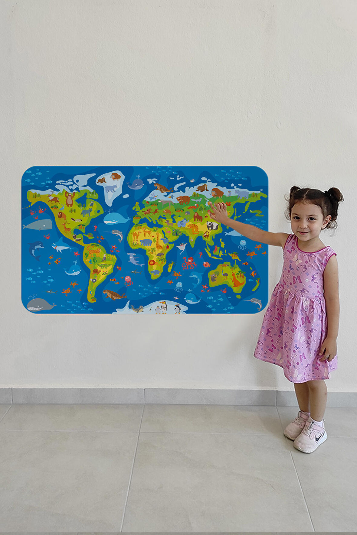 Eğitici Dünya Haritası Dünya Atlası Çocuk Ve Bebek Odası Duvar Sticker-3774