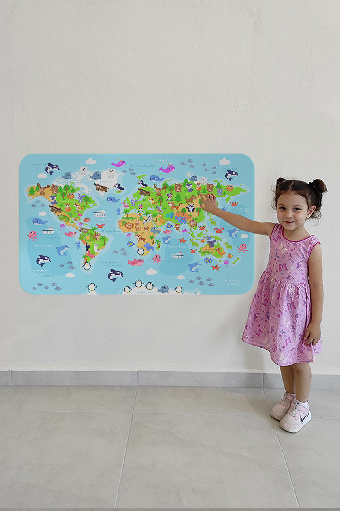 Eğitici Dünya Haritası Dünya Atlası Çocuk Ve Bebek Odası Duvar Sticker-3783