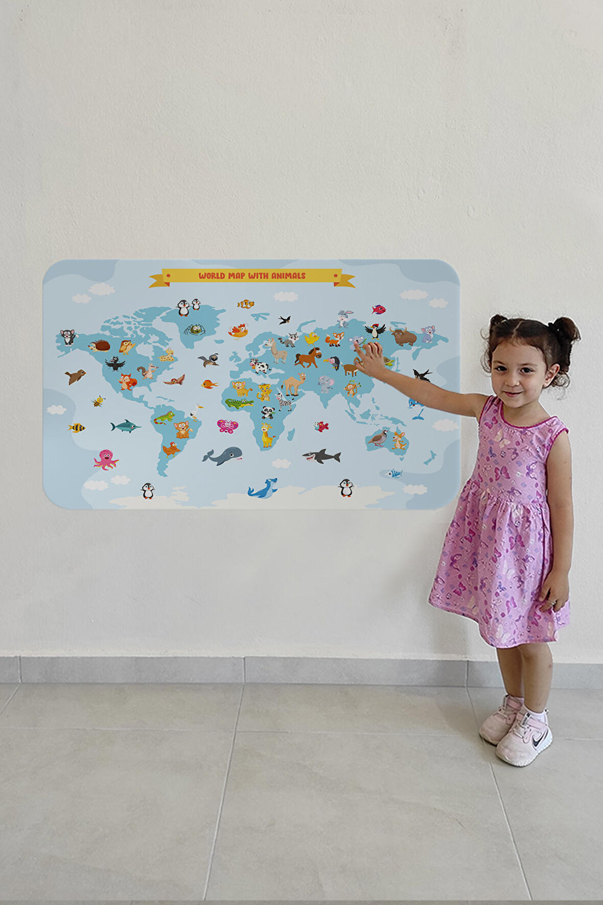 Eğitici Dünya Haritası Dünya Atlası Çocuk Ve Bebek Odası Duvar Sticker-3791