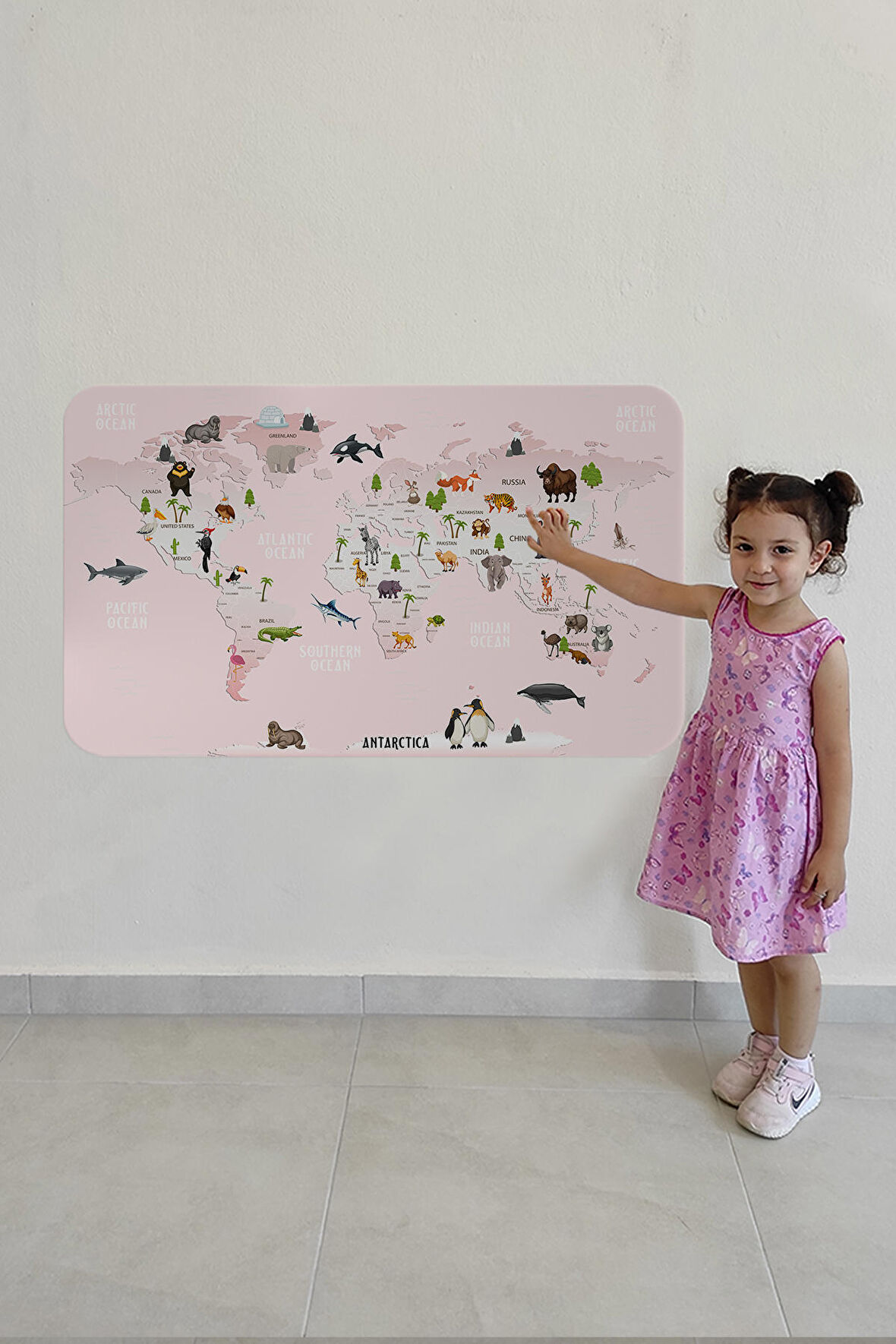 Eğitici Dünya Haritası Dünya Atlası Çocuk Ve Bebek Odası Duvar Sticker-3795