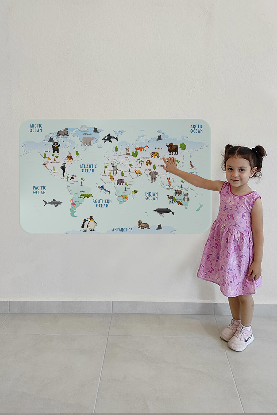 Eğitici Dünya Haritası Dünya Atlası Çocuk Ve Bebek Odası Duvar Sticker 3796